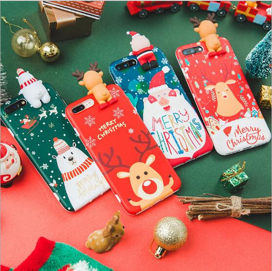 Christmas Cartoon Deer Case For iPhone XR 11 Pro XS Max X 5 5S Silicone Matte Cover For iphone 7 8 6 S 6S Plus 7Plus Case Bear