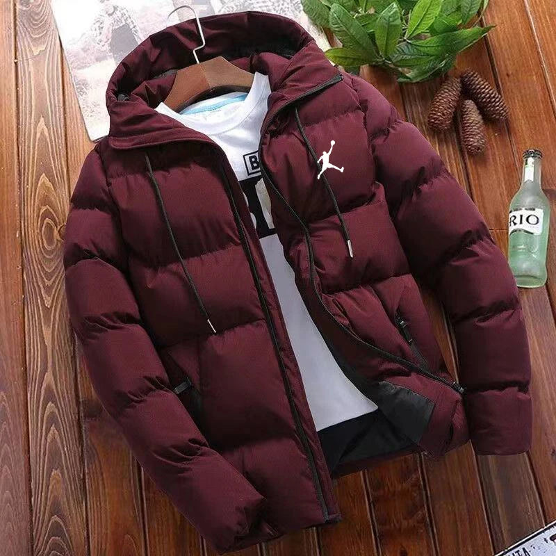 Hot selling new men's trend casual fashion comfortable warm parka winter coat printed hooded windproof cotton jacket