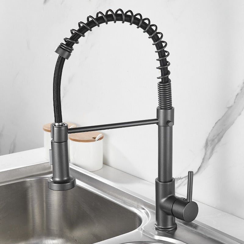 All copper spring faucet, kitchen sink with rotatable