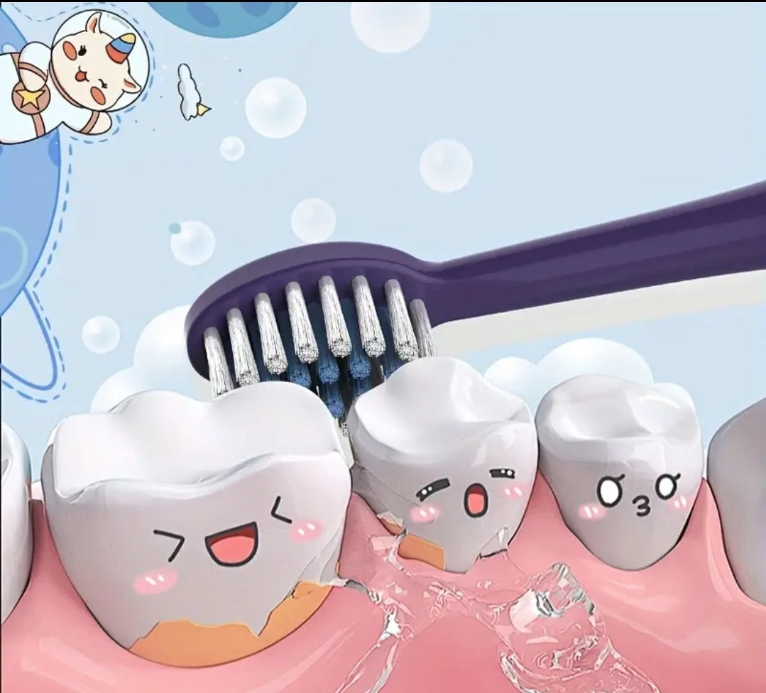 Brosse à dents électrique pour enfants avec 7 têtes de brosses de remplacement-le choix idéal pour les enfants de 4 à 14 ans-Une hygiène buccale saine et des soins buccaux efficaces-Piles non incluses