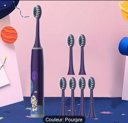 Brosse à dents électrique pour enfants avec 7 têtes de brosses de remplacement-le choix idéal pour les enfants de 4 à 14 ans-Une hygiène buccale saine et des soins buccaux efficaces-Piles non incluses