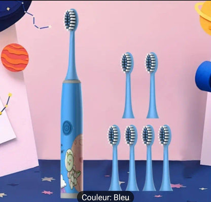 Brosse à dents électrique pour enfants avec 7 têtes de brosses de remplacement-le choix idéal pour les enfants de 4 à 14 ans-Une hygiène buccale saine et des soins buccaux efficaces-Piles non incluses