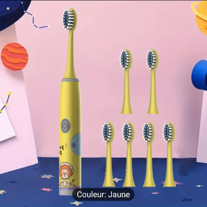 Brosse à dents électrique pour enfants avec 7 têtes de brosses de remplacement-le choix idéal pour les enfants de 4 à 14 ans-Une hygiène buccale saine et des soins buccaux efficaces-Piles non incluses