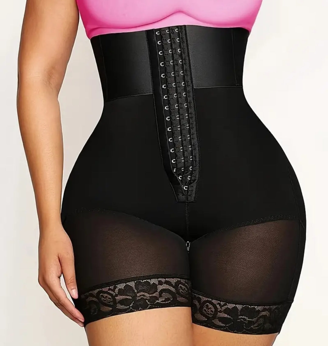 Gaine amincissante taille haute3 rangée de crochets pour  femme avec bordure en dentelle, body shaper sans couture pour robe