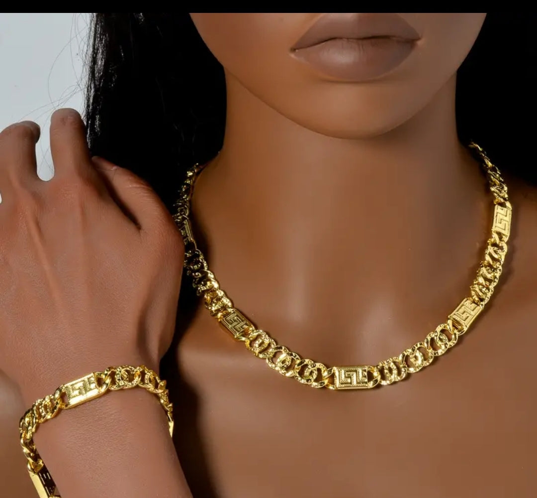 Ensemble de bijoux de mode hip hop-collier et bracelet en cuivre ,parfait pour le quotidien