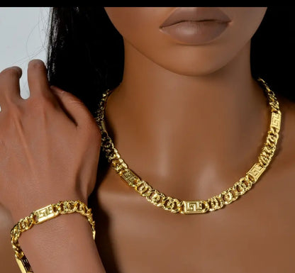 Ensemble de bijoux de mode hip hop-collier et bracelet en cuivre ,parfait pour le quotidien