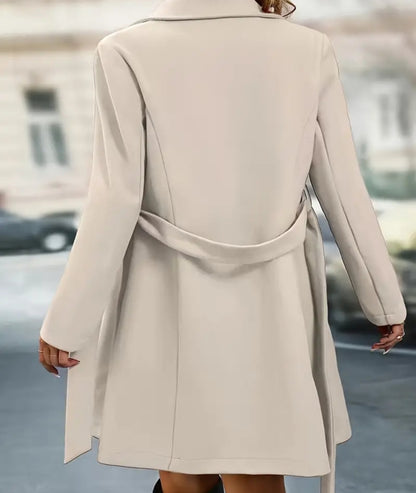 Manteau à col crante double boutonnage, elégante à manche longue pour automnes et hiver