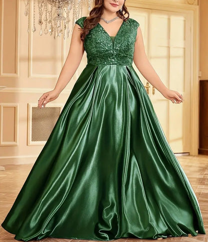 Robe de soirée à paillettes scintillante grande taille, col en v,robe Élégante de bal sans manche,pour les fêtes et banquet