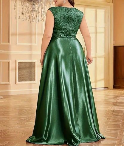 Robe de soirée à paillettes scintillante grande taille, col en v,robe Élégante de bal sans manche,pour les fêtes et banquet