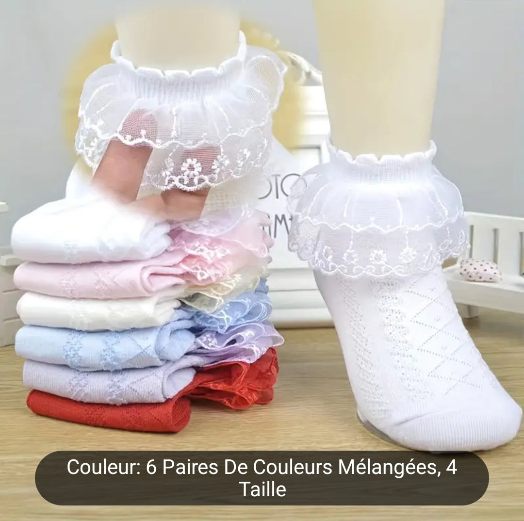 6 paires de chaussette basses en cotton mélangé pour enfants