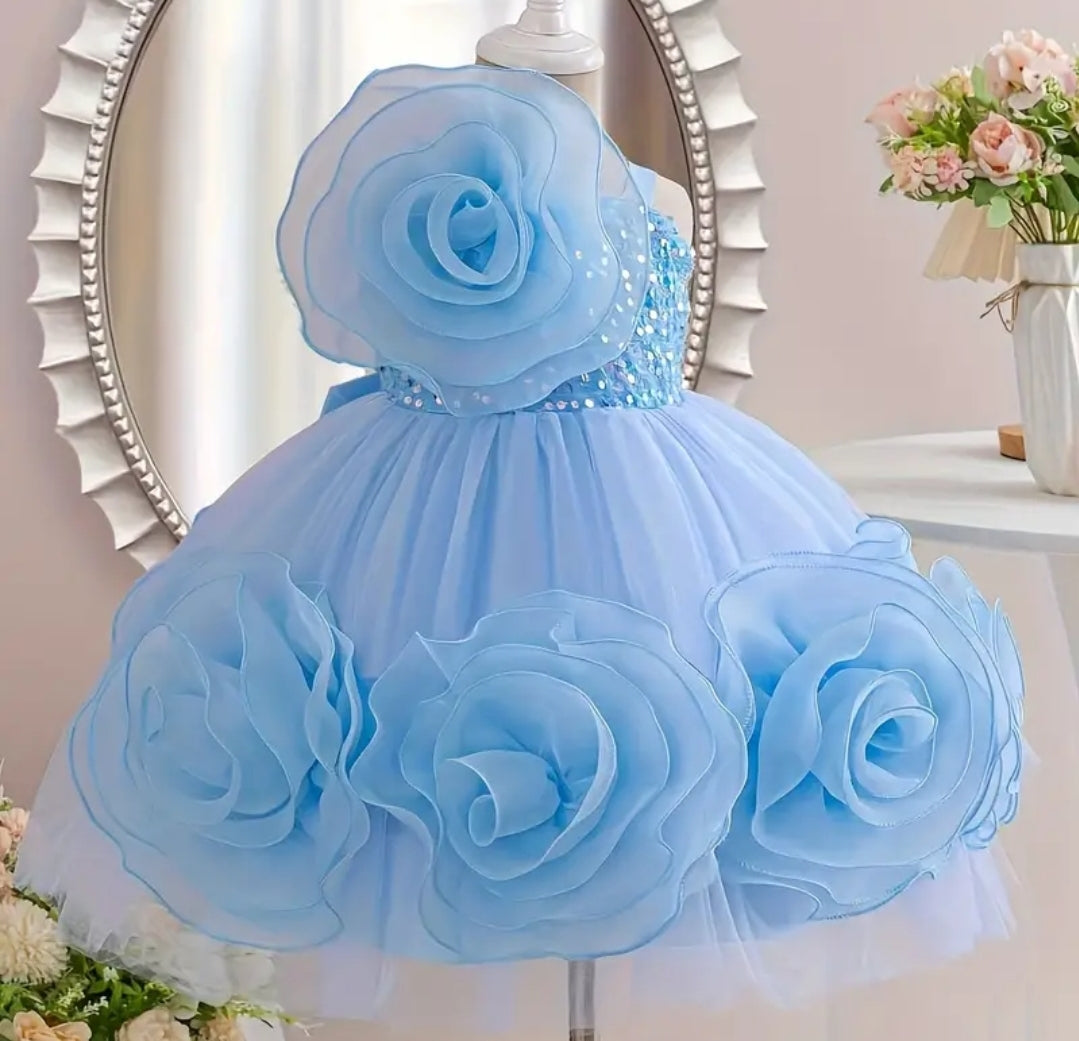 Robe en tulle sans manche à fleurs pour bébé fille.Robe de baptêmes, anniversaire princesse