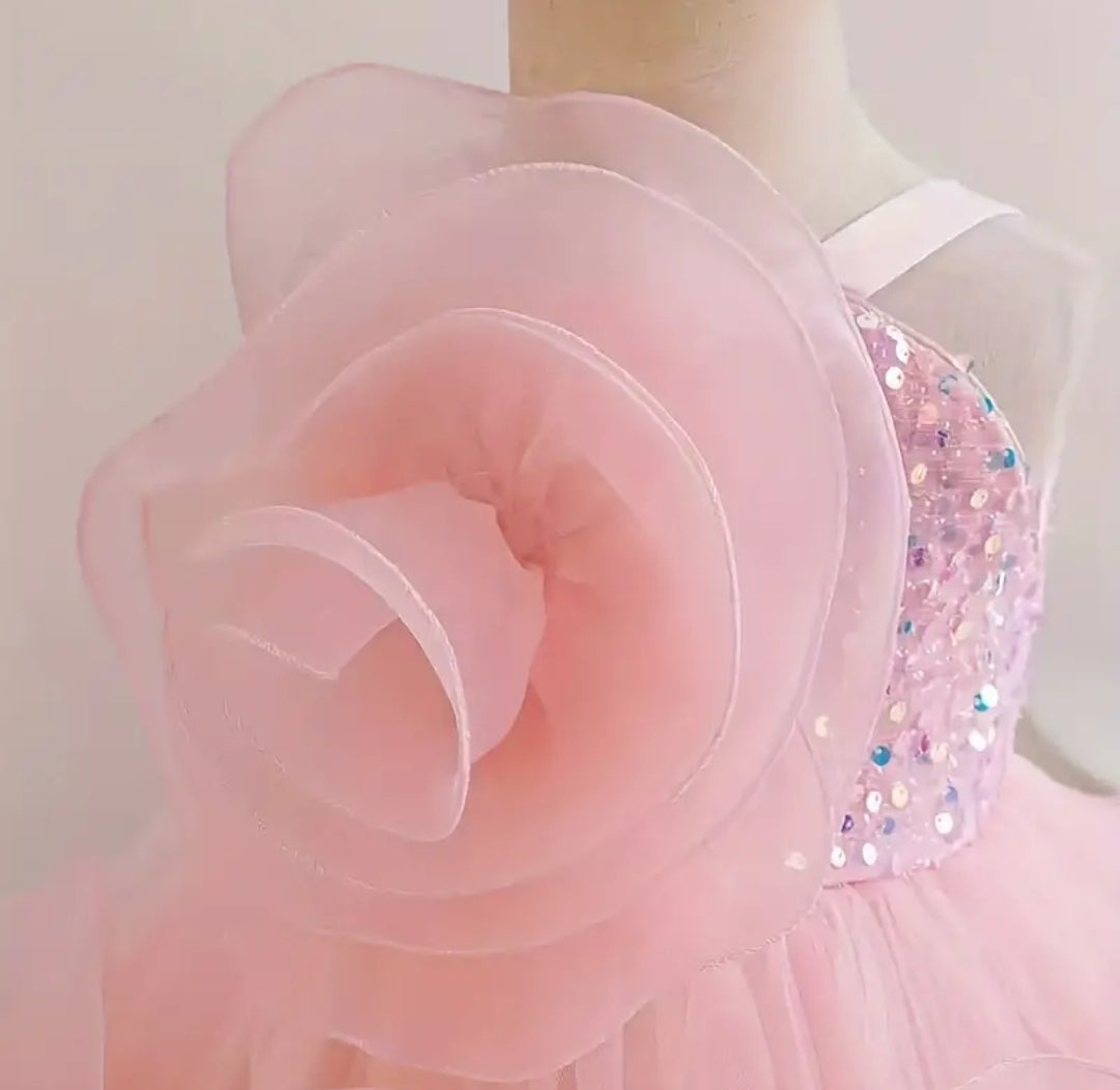 Robe en tulle sans manche à fleurs pour bébé fille.Robe de baptêmes, anniversaire princesse