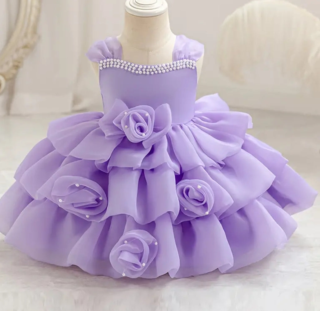 Robe en tulle à fleurs pour fillettes la princesse sans manche pour les occasions spéciales, pour les fêtes et activités en plein air