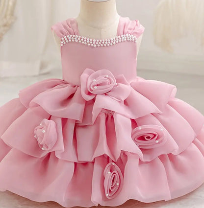 Robe en tulle à fleurs pour fillettes la princesse sans manche pour les occasions spéciales, pour les fêtes et activités en plein air