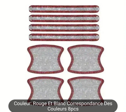 8pcs poignée de porte de voiture autocollant en diamant artificiel anti-collision