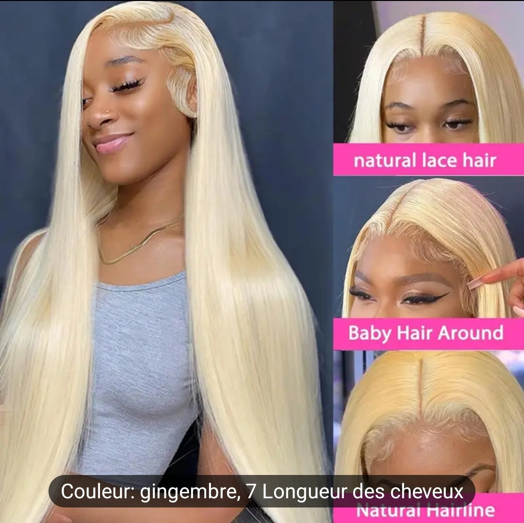 180% densité 613 perruques lace front cheveux humains raides 13×6 HD transparent dentelle blonde perruques frontale pour femme pré-epilee   avec cheveux de bébé perruques lace front colle cheveux vierges brésilien