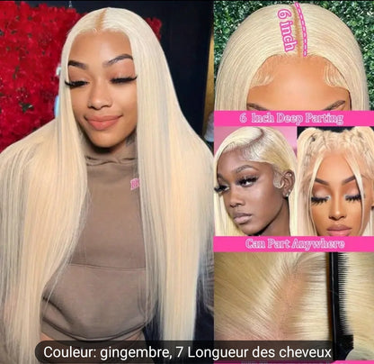 180% densité 613 perruques lace front cheveux humains raides 13×6 HD transparent dentelle blonde perruques frontale pour femme pré-epilee   avec cheveux de bébé perruques lace front colle cheveux vierges brésilien