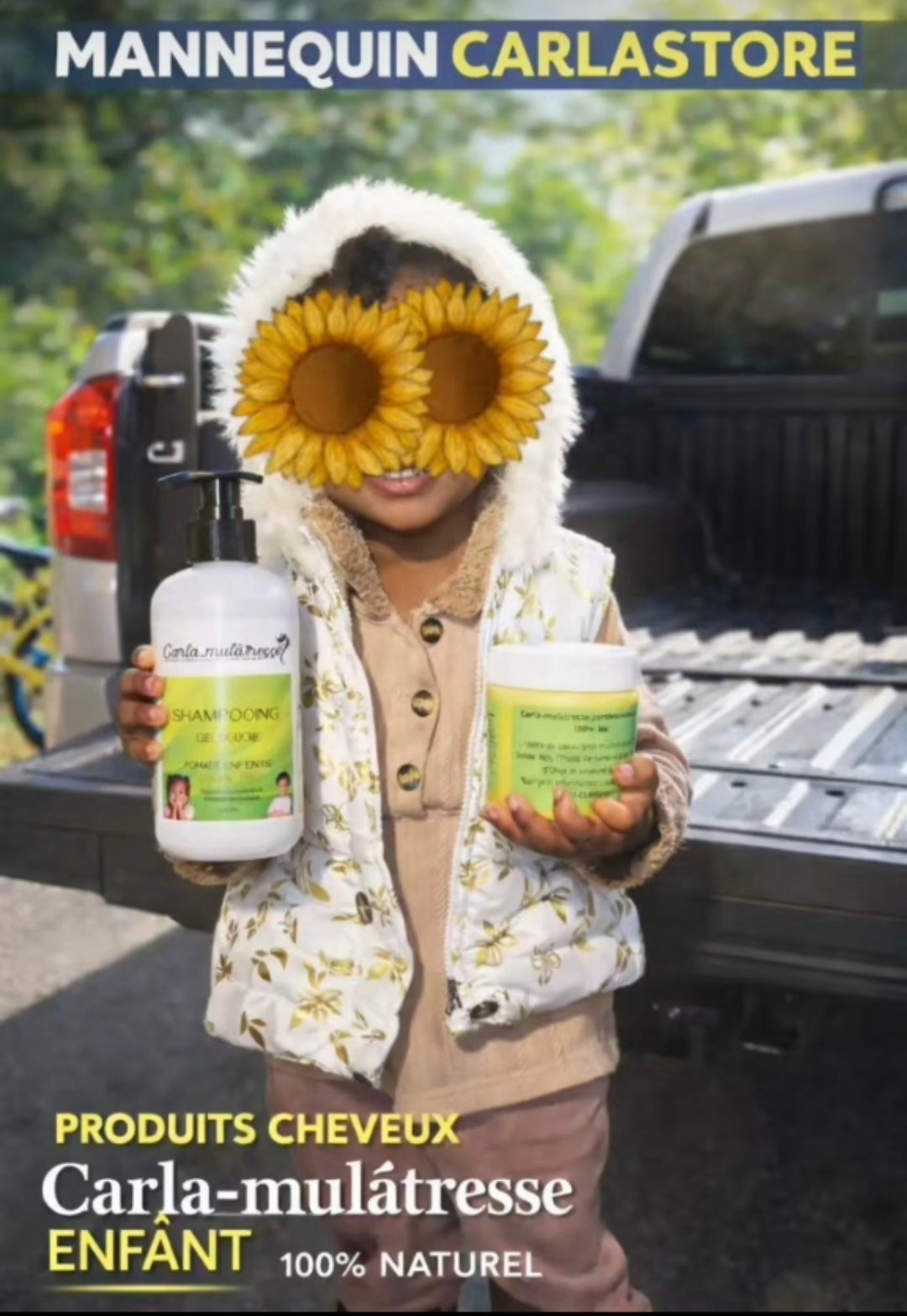 Carla-mulatresse Bébé & Enfant.Offrez aux cheveux délicats de vos enfants un soin complet et 100% naturel avec le set capillaire Carla-mulatresse spécialement conçu pour bébés et enfants.
Formulé à base d’ingrédients naturels soigneusement