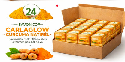 Savon Carlaglow Curcuma Naturel
Savon naturel enrichi au curcuma, reconnu pour ses propriétés éclaircissantes et purifiantes. Il aide à réduire les taches, les boutons et les imperfections tout en nettoyant la peau en profondeur. Il laisse la peau douce,