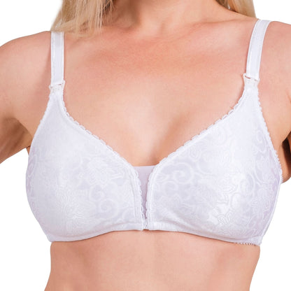 Women’s Nursing Bra – Breathable, Stretchy & Full-Coverage Maternity Bra with One-Hand Clips (White, Skin)