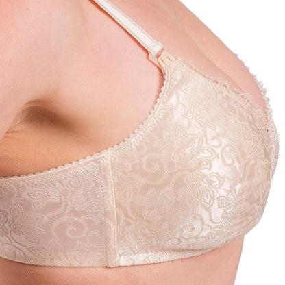 Women’s Nursing Bra – Breathable, Stretchy & Full-Coverage Maternity Bra with One-Hand Clips (White, Skin)