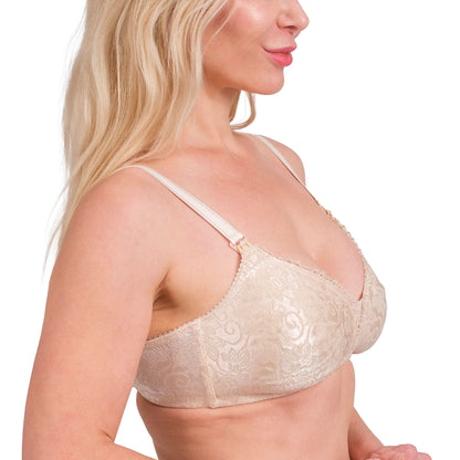 Women’s Nursing Bra – Breathable, Stretchy & Full-Coverage Maternity Bra with One-Hand Clips (White, Skin)
