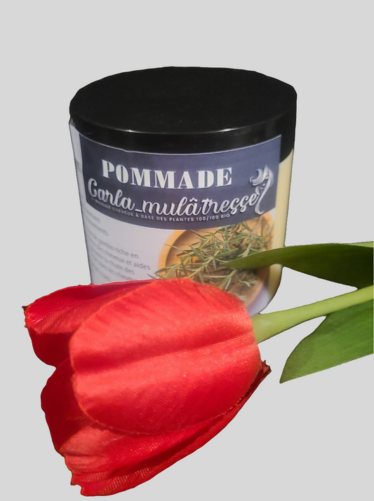Pommade Carla-mulâtresse 100% bio 6oz faite à base de gombo, Romarin,girofle,l'huile de jojoba,l'huile de ricin,l'huile olive,l'huile d'avocat et beaucoup l'huile essentiel.Carla-mulâtress solution pour les cheveux crepus,indisciplinés,alopecie, chutes