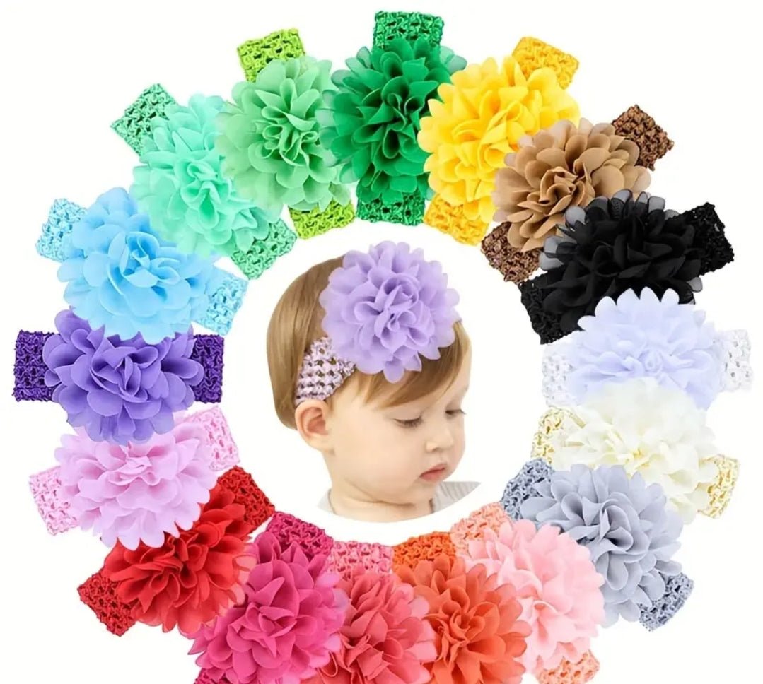 18 pieces mignon en mousseline de soie fleur tricot bandeau doux et confortable respirant elastique décoratif cheveux accessoires photographie accessoires pour bébé fille - Carlastore18 pieces mignon en mousseline de soie fleur tricot bandeau doux et confortable respirant elastique décoratif cheveux accessoires photographie accessoires pour bébé filleCarlastoreCarlastore