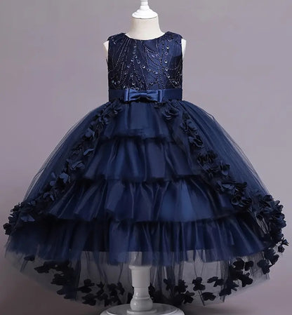 Robe princesse elegant sans manche à dentelle et jupe tutu en tulle pour fille-parfaits pour les mariages