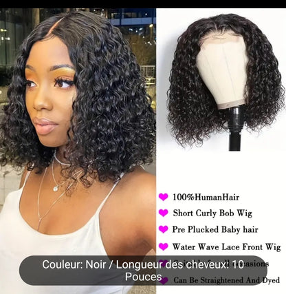 Beaushine Bob perruques cheveux humains courtes bouclées fermeture ende