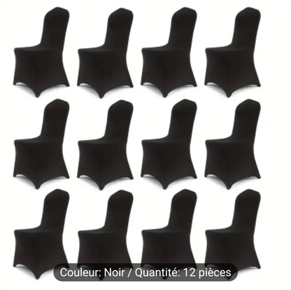 Lots de 6/12 housse de chaise en spandex pour restaurants adaptés au salon et à la salle à manger. Housse de chaise elastique universelle pour protéger les chaises de mariage, banquet, anniversaire et fête (blanc,noir)