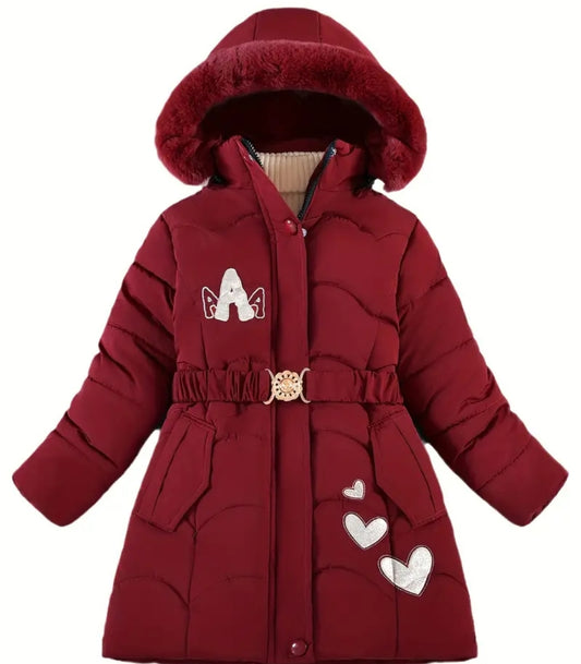 Manteau d'hiver epais à capuchon en fourrure Élégante pour filles, parkas chaudes à manche longue et capuchon décontractés pour hiver et l'automne