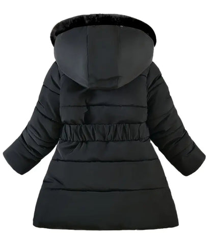 Manteau d'hiver epais à capuchon en fourrure Élégante pour filles, parkas chaudes à manche longue et capuchon décontractés pour hiver et l'automne