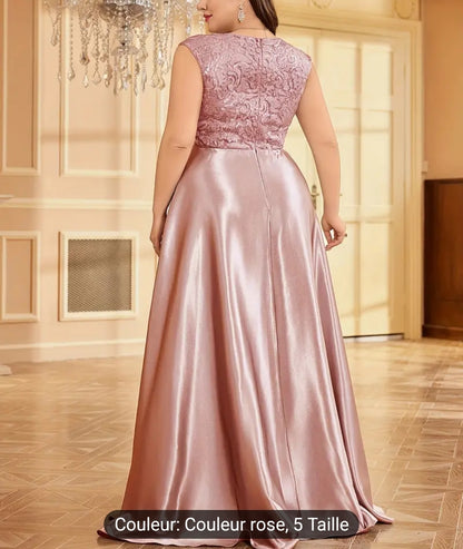 Robe de soirée à paillettes scintillante grande taille, col en v,robe Élégante de bal sans manche,pour les fêtes et banquet