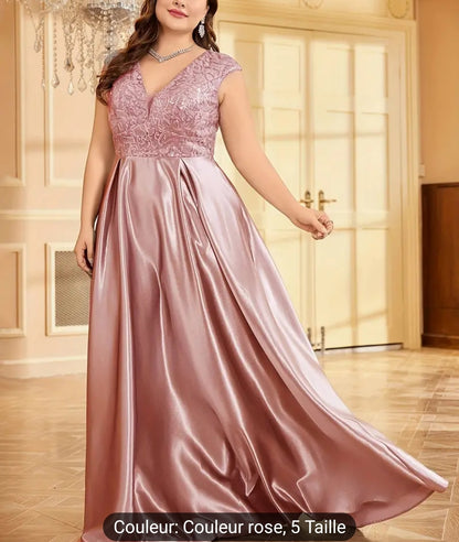 Robe de soirée à paillettes scintillante grande taille, col en v,robe Élégante de bal sans manche,pour les fêtes et banquet