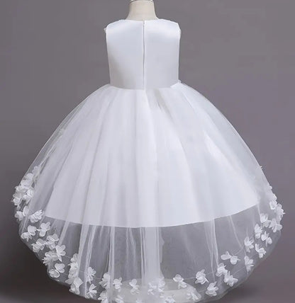 Robe princesse elegant sans manche à dentelle et jupe tutu en tulle pour fille-parfaits pour les mariages