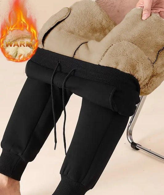 Joggers doublés en polaires pour hommes pour hiver avec taille en cordon et poches