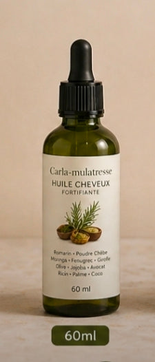 L'huile Carla-mulatresse à base de gombo riche en fibres, Romarin stimuler la croissance des cheveux, girofle et gingembre etc..... pour tout type de cheveux