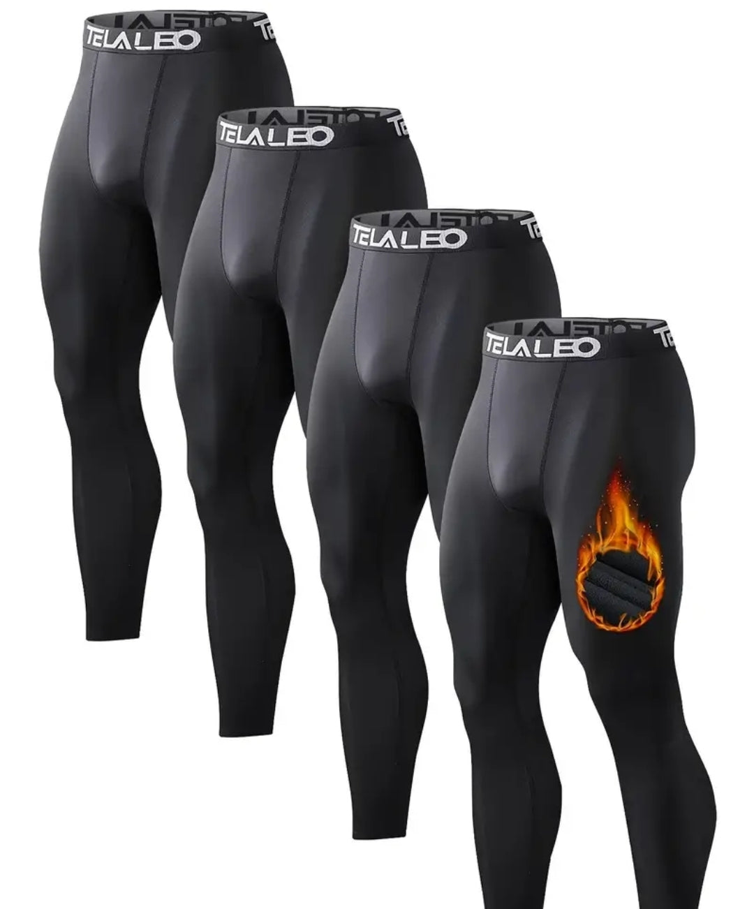 Telaleo 2pcs pantalon de compressions thermique pour hommes, collant de sport polaires athlétique, vêtements de base pou temps froid équipement d'hiver