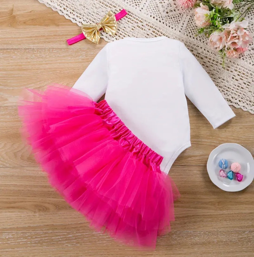 Mon premier anniversaire ensemble de fête style princesse à manche longues pour bébé