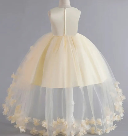 Robe princesse elegant sans manche à dentelle et jupe tutu en tulle pour fille-parfaits pour les mariages