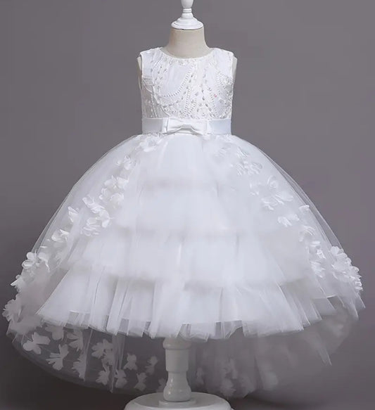 Robe princesse elegant sans manche à dentelle et jupe tutu en tulle pour fille-parfaits pour les mariages