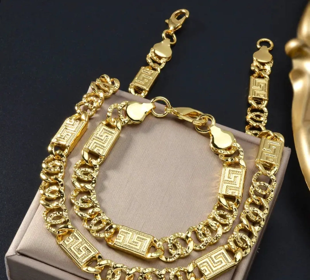 Ensemble de bijoux de mode hip hop-collier et bracelet en cuivre ,parfait pour le quotidien