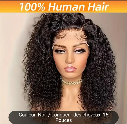 Perruques elegant 13 4 lace front pour femme vague d'eau ,densité 150% pre-epilee avec cheveux de bébé,cheveux humains Rémy brésilien ,couleur naturelle,16 pouces