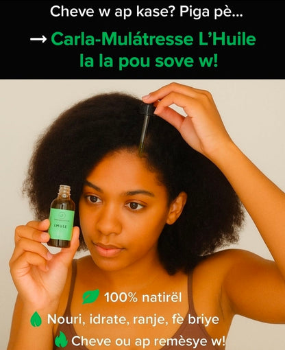 Carla-mulatresse l'huile à base de gombo, girofle, romarin, gingembre et coco pour l'alopeci,pellicule,hydrater etc ......