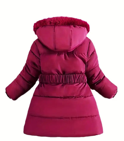 Manteau d'hiver epais à capuchon en fourrure Élégante pour filles, parkas chaudes à manche longue et capuchon décontractés pour hiver et l'automne