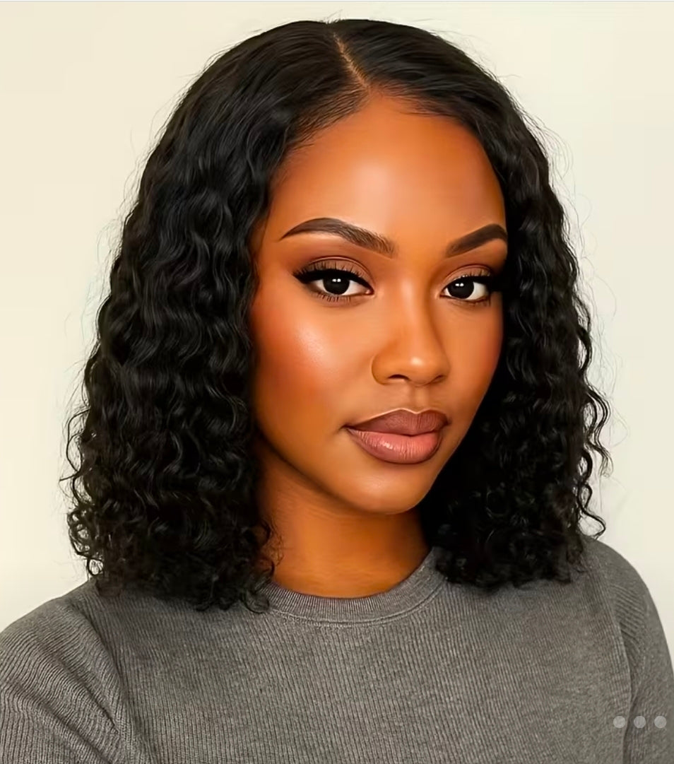 Perruque sans colle avec boucles permanentes.-Pas adhésif nécessaire,style naturellement volumineux et bouclés facile à tresser.