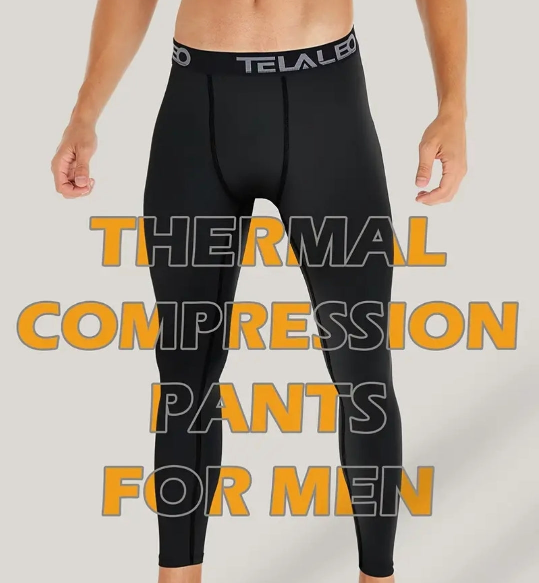 Telaleo 2pcs pantalon de compressions thermique pour hommes, collant de sport polaires athlétique, vêtements de base pou temps froid équipement d'hiver