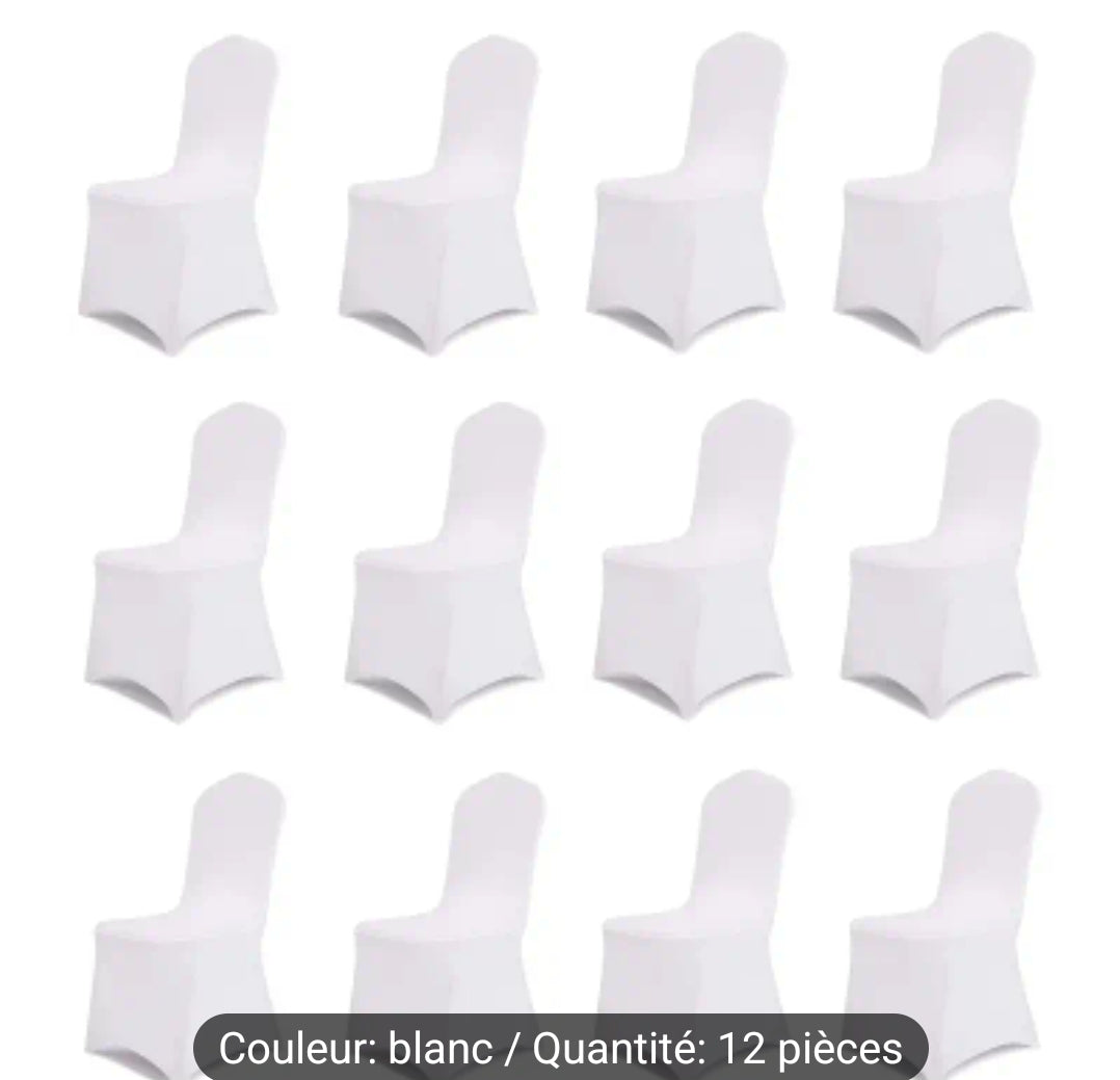 Lots de 6/12 housse de chaise en spandex pour restaurants adaptés au salon et à la salle à manger. Housse de chaise elastique universelle pour protéger les chaises de mariage, banquet, anniversaire et fête (blanc,noir)