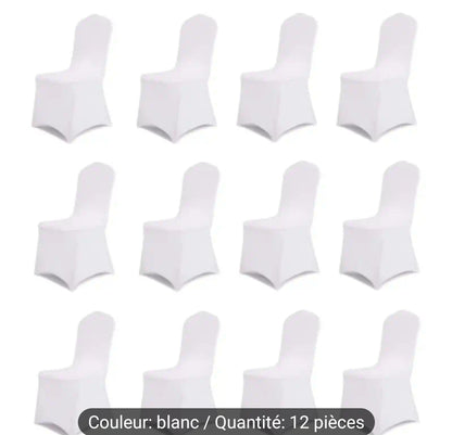 Lots de 6/12 housse de chaise en spandex pour restaurants adaptés au salon et à la salle à manger. Housse de chaise elastique universelle pour protéger les chaises de mariage, banquet, anniversaire et fête (blanc,noir)